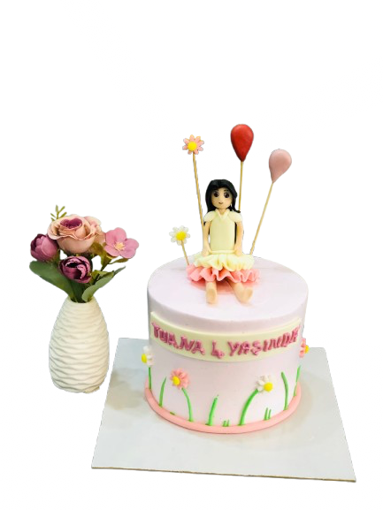 Balonlu Bahar Kızı Butik Pasta